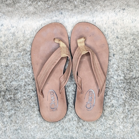 Chaco Classic Leather Thong Flip Flop Sandal Brown Women's 7 - Picture 6 of 11